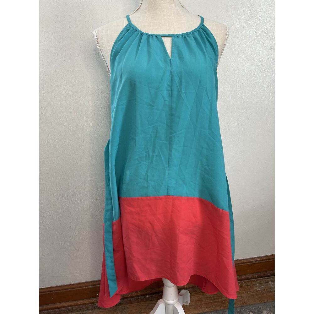 Hot & Delicious Color Block Dress Blue / Pink Summer Flowy Dress Size Medium